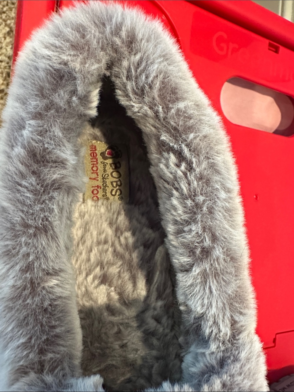Skechers Gray Fuzzy Memory Foam Slippers - Picture 2 of 4
